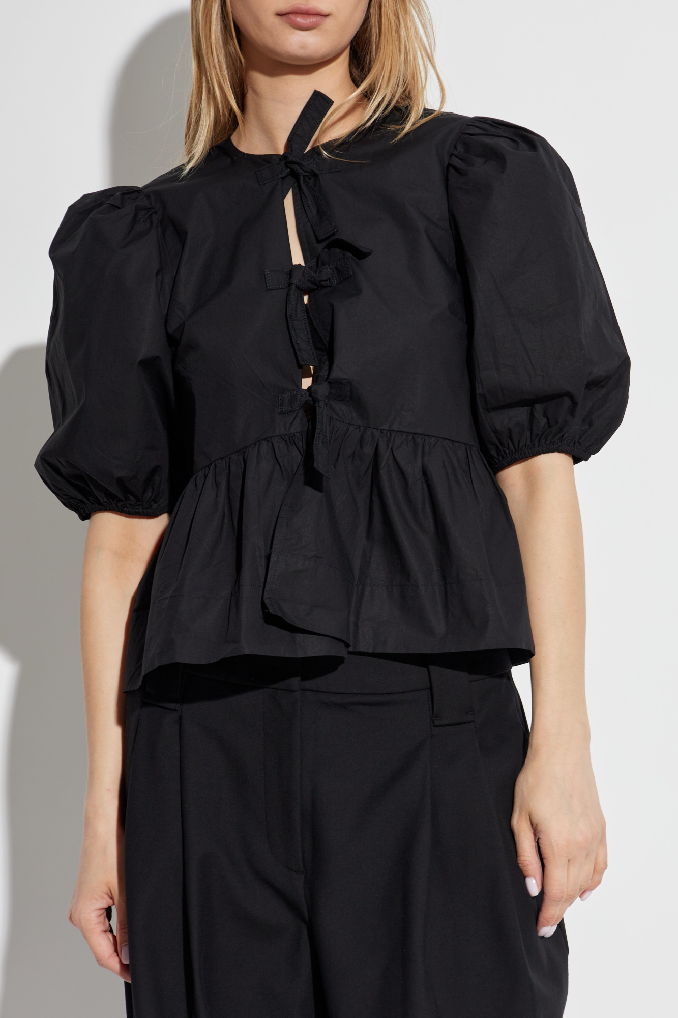 Ganni Top with decorative front ties | Women's | Vitkac